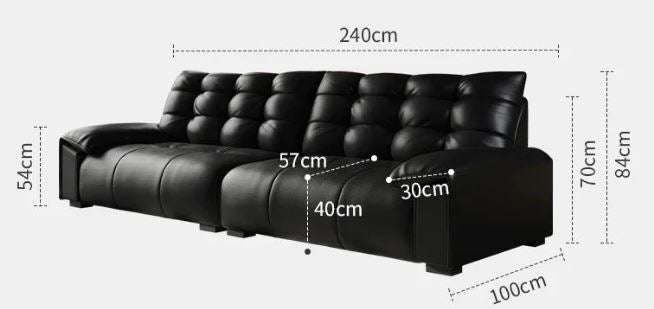 Black Leather Tufted Modular Sofa - Contemporary Recliner for Living Room