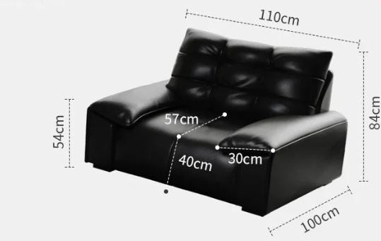 Black Leather Tufted Modular Sofa - Contemporary Recliner for Living Room