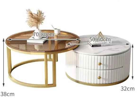 2-Piece Nesting Coffee Table Set - Modern Living Room Coffee Tables with Storage