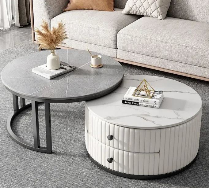 2-Piece Nesting Coffee Table Set - Modern Living Room Coffee Tables with Storage