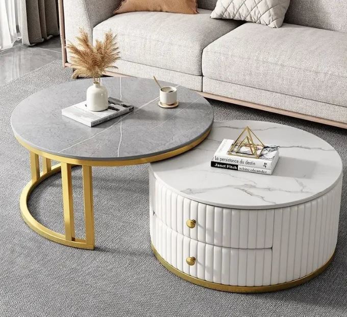 2-Piece Nesting Coffee Table Set - Modern Living Room Coffee Tables with Storage