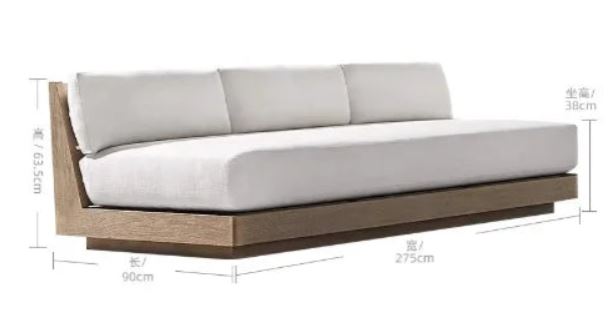 Teak Wood Outdoor Sectional Sofa Set - Modular Patio Furniture with Cushions