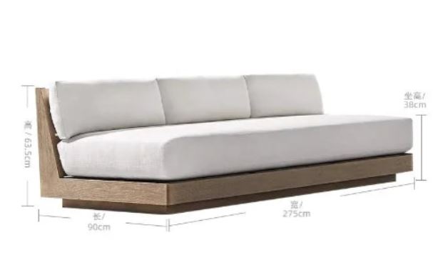 Teak Wood Outdoor Sectional Sofa Set - Modular Patio Furniture with Cushions