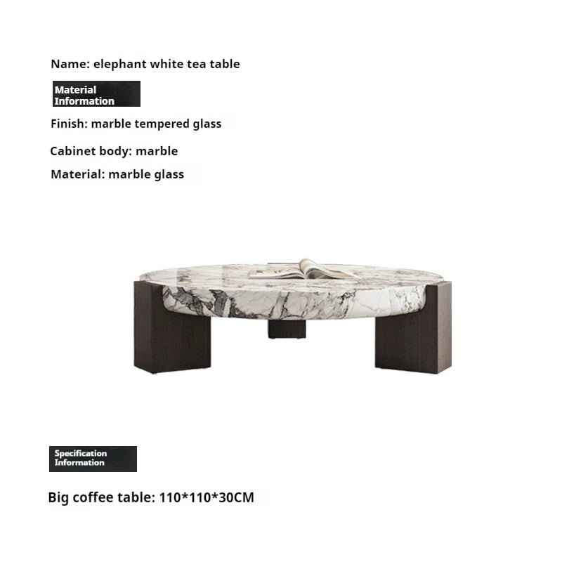 100% Pure Calacata Viola Marble Round Coffee Table with Black Marquina Base - Luxury Living Room Center Table for Home Decor