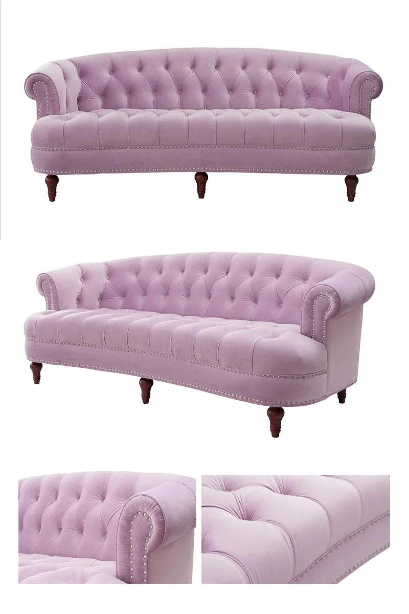 Velvet Sofa 3-Seat: Luxurious Upholstered Couch for Living Room, Hotel & Apartment