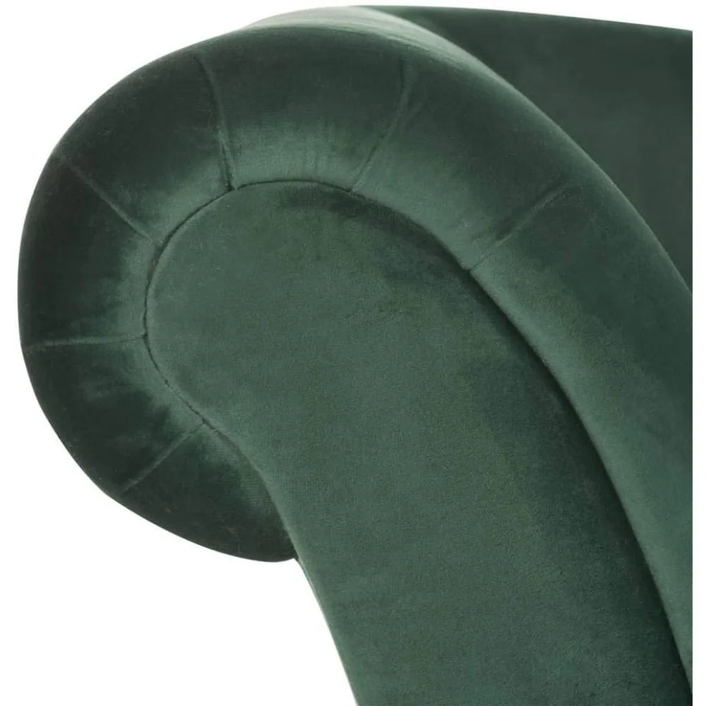 Emerald Green Velvet Chaise Lounge - Modern Camel Back Reclining Chair for Living Room and Bedroom