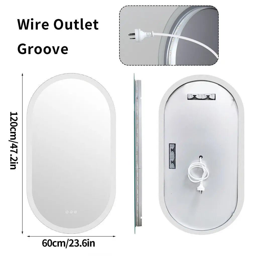 Backlit Lighted Bathroom Mirror LED Bedroom Vanity Mirror with Touch Sensor Dimming Defog