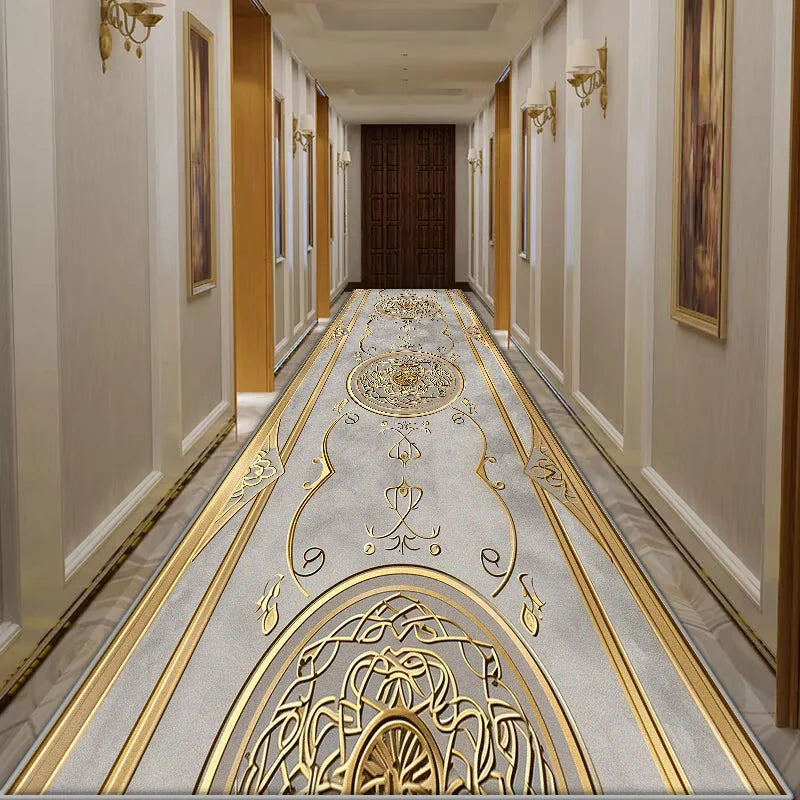 Modern Luxury Hall Runner Decoration Bedroom Washable Hall Carpet Chinese Style Doorway Rug Doorway Lobby Non-slip Mat Stairs