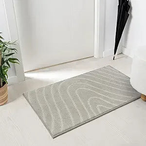 Green Geometric Wave Area Rug - Contemporary Design, 8x10