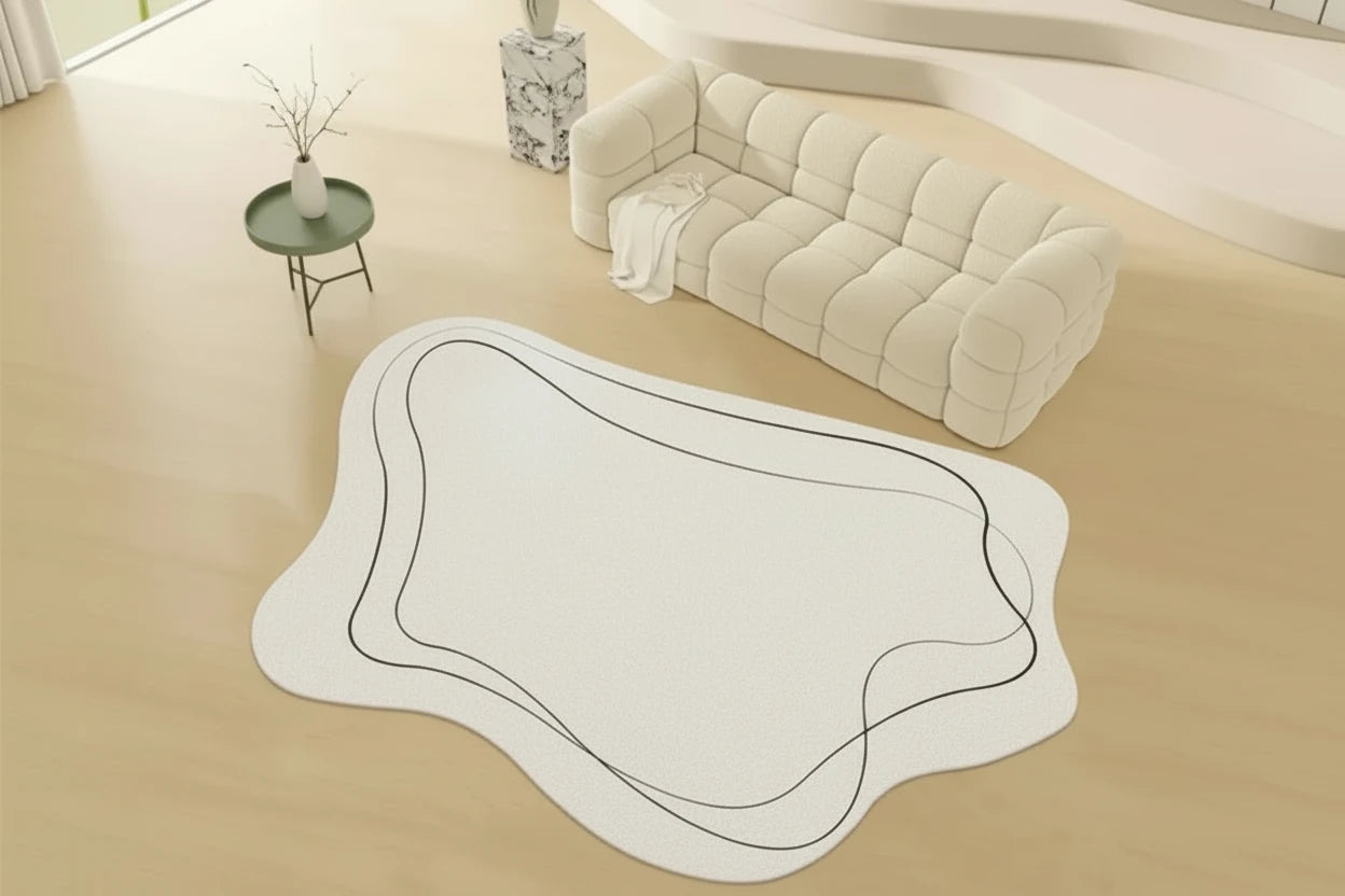 Minimalist Linear Rug - Modern Abstract Irregular Carpet