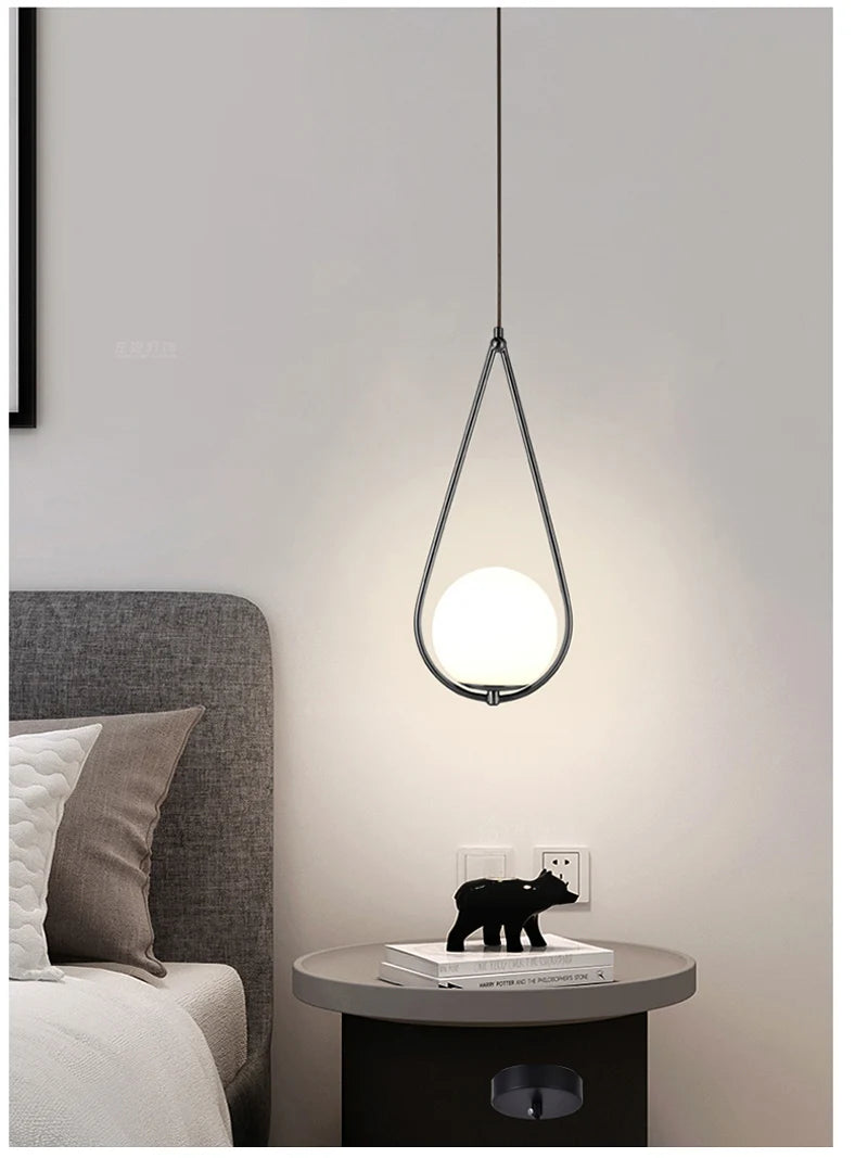 Nordic Glass Ball Pendant Lights Brass Black Hanging Lamp Modern Living Room Dining Bedroom Decor Ceiling Lighting Fixture House