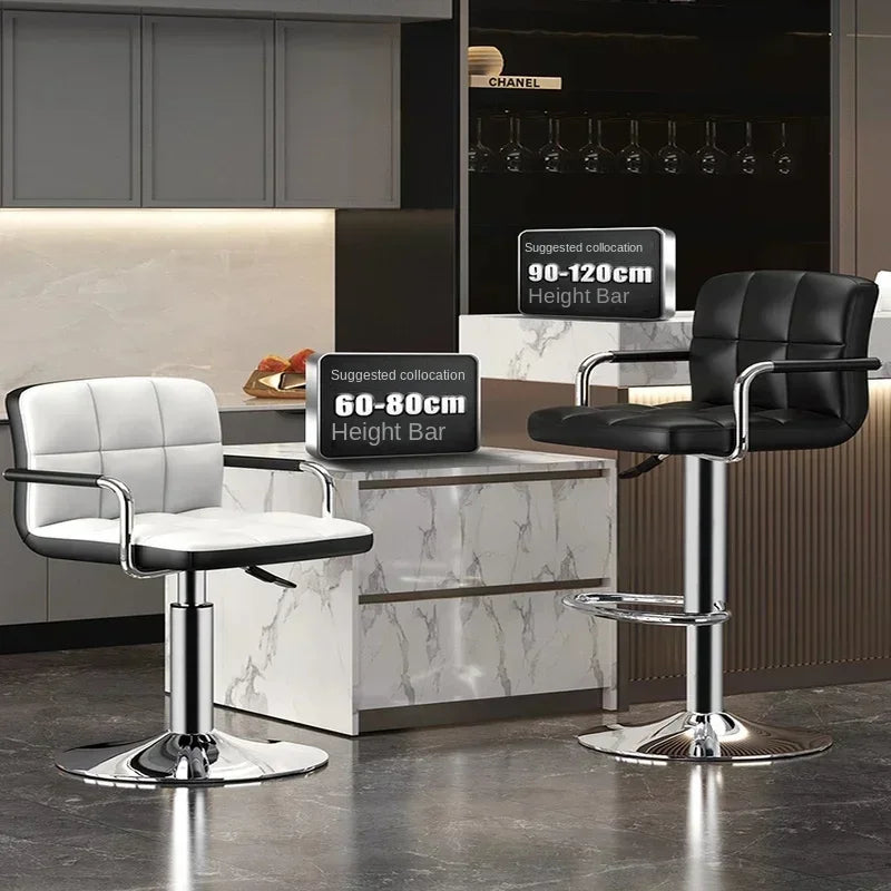 Upholstered Bar Stools 24-Inch Counter Height Stools Modern Kitchen Chairs with Metal Base PU Leather Stools