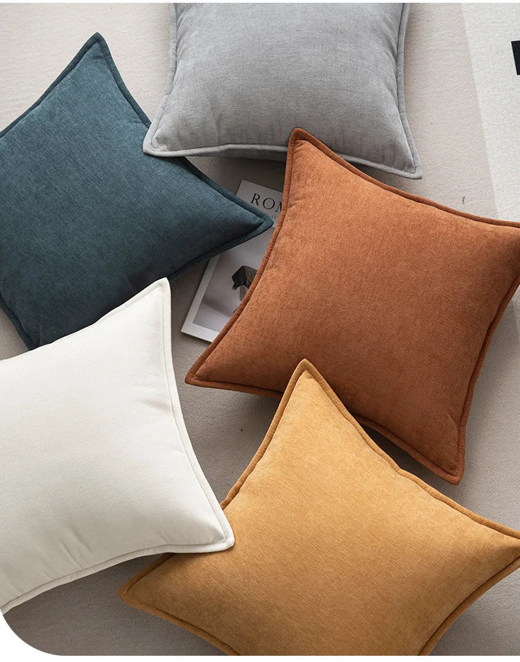 Retro Soft Chenille Throw Pillow Covers with Elegant Design for Sofa Bed Living Room Home Decor