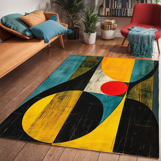 Colorful Mid-Century Modern Area Rug Abstract Art Deco Carpet for Living Room Bedroom Kitchen and Laundry Rug Floor Mat