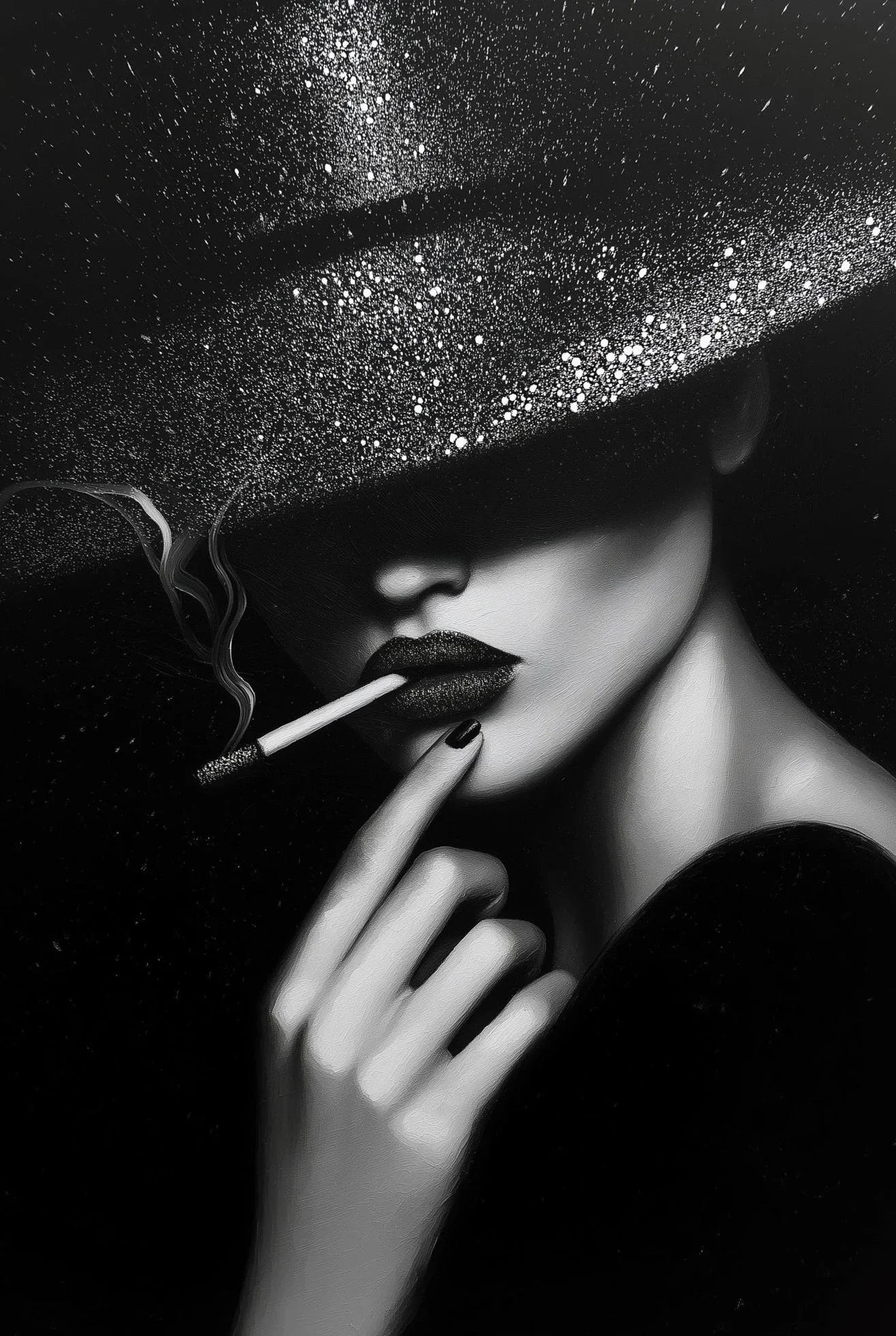 Paris Fashion Wall Art ,Eiffel Tower Poster Black White Chic Canvas Painting Print for Living Room Home Decor