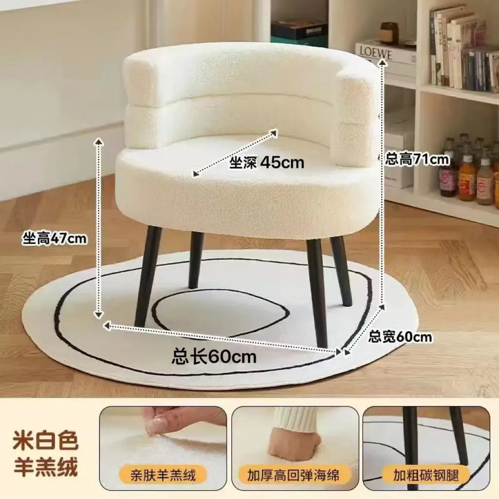 Modern Accent Chair, Single Couch Chair Lazy Sofa Accent Chair, Curved Design backrest for Living Room Bedroom lambswool fabric