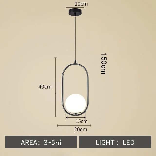 Nordic Glass Ball Pendant Lights Brass Black Hanging Lamp Modern Living Room Dining Bedroom Decor Ceiling Lighting Fixture House