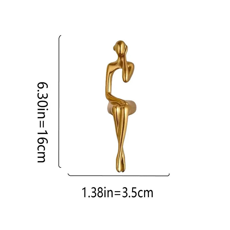 1/3Pcs Abstract Thinker Figure Sculpture Gold Resin Home Office Decor Small Ornament Abstract Statue