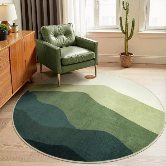 Large Round Geometric Landscape Area Rug Green Mountain Layers Living Room Bedroom Modern Decor Carpet  Home Decoration