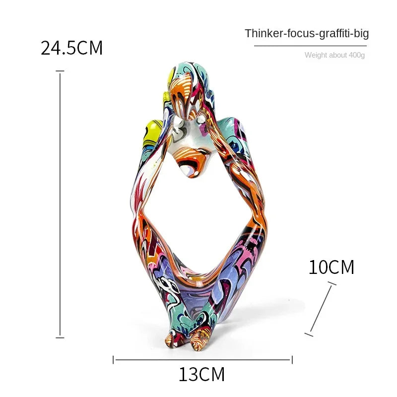 Resin Thinker Statue - Colourful Abstract Sculpture | Modern Home Decor