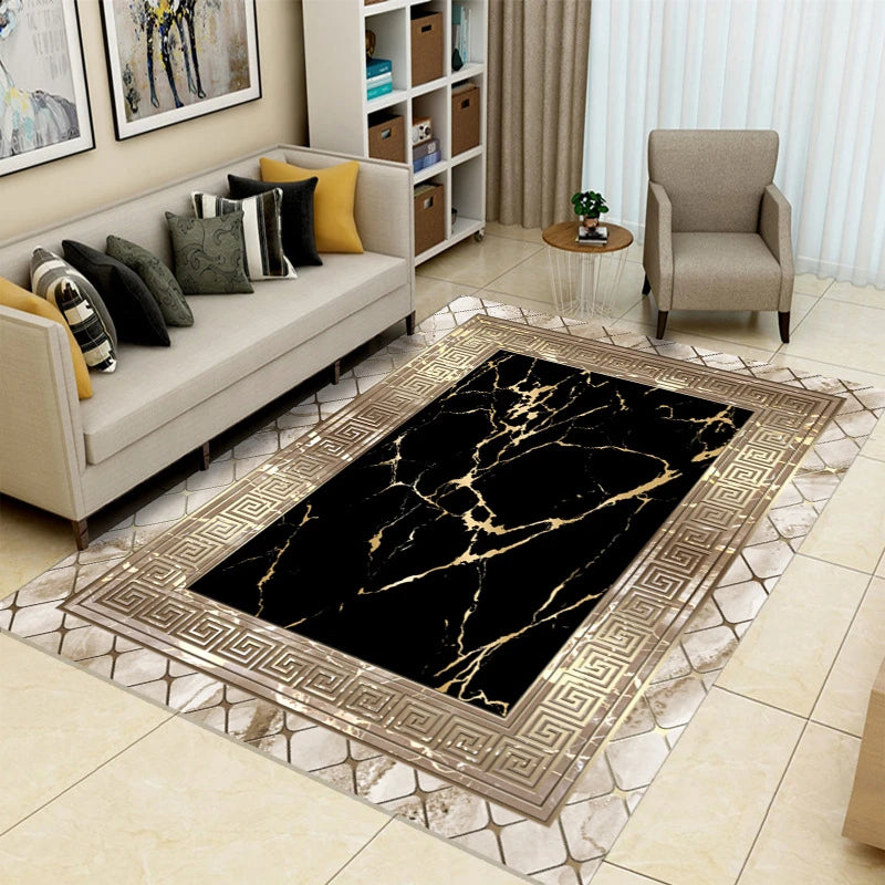 Modern Gold Marble Pattern Washable Area Rug for Luxury Living Room Sofa Decor Bedroom Floor Mat Kitchen NonSlip Rug Christmas