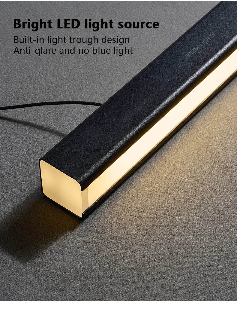 LED Linear Chandelier: Modern Minimalist Pendant Light for Dining Room & Kitchen Island