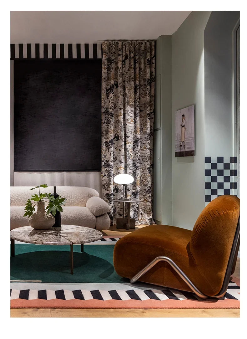 Geometric Colour Block Area Rug - Black and White Striped Border - Multiple Colours