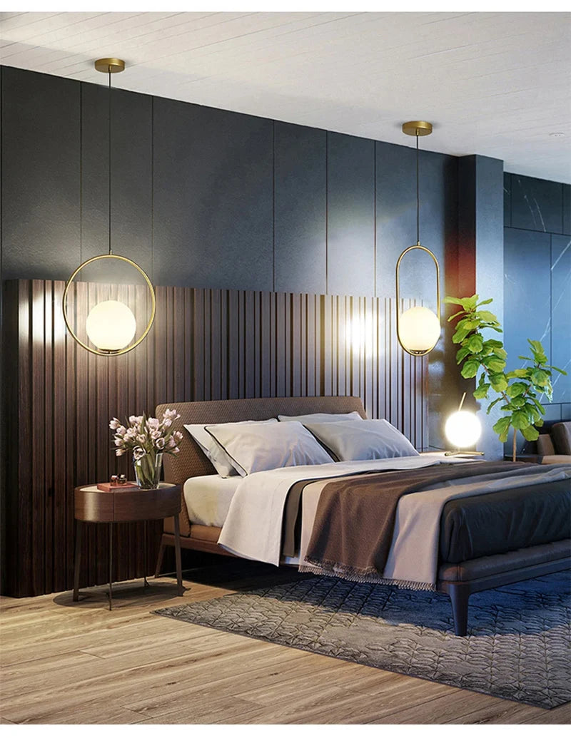 Nordic Glass Ball Pendant Lights Brass Black Hanging Lamp Modern Living Room Dining Bedroom Decor Ceiling Lighting Fixture House
