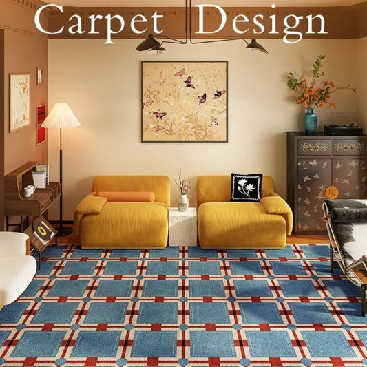 Plaid Retro Carpet Living Room Large Area Study Bedroom Bedside Soft Floor Mat Room Leisure Area Coffee Table Rug Ковер Tapis 러그