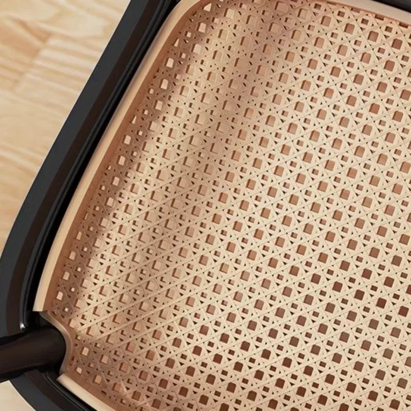 Black Rattan Dining Chair with Natural Cane Webbing and Cushion