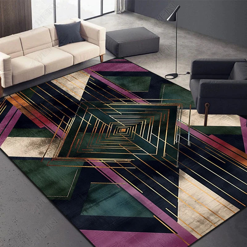 Nordic Abstract Geometric Rug – Washable Living Room Carpet