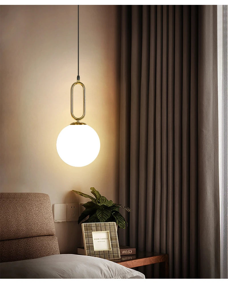 Nordic Glass Ball Pendant Lights Brass Black Hanging Lamp Modern Living Room Dining Bedroom Decor Ceiling Lighting Fixture House