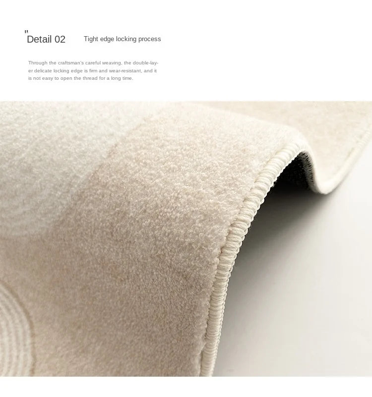 Geometric Round Rug - Modern Textured Living Room Carpet