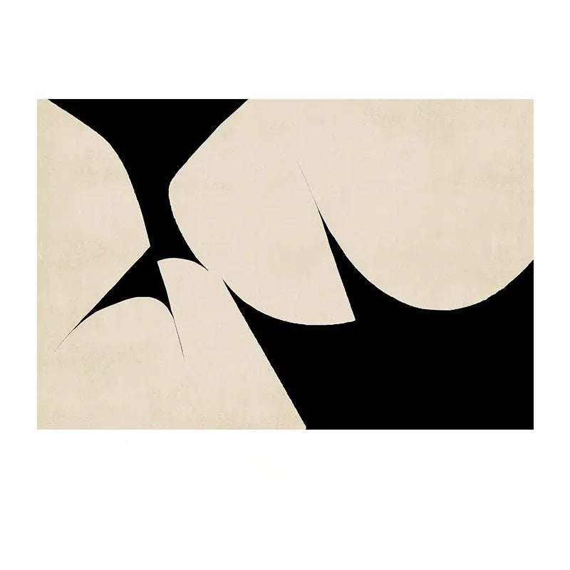 Black & White Abstract Rug - Modern Geometric Curves