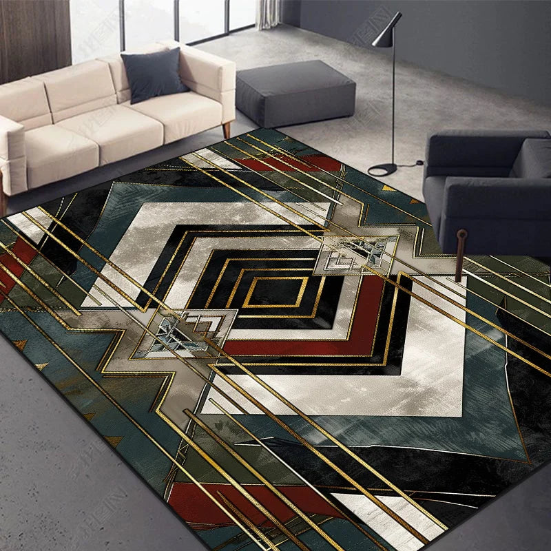 Nordic Abstract Geometric Rug – Washable Living Room Carpet