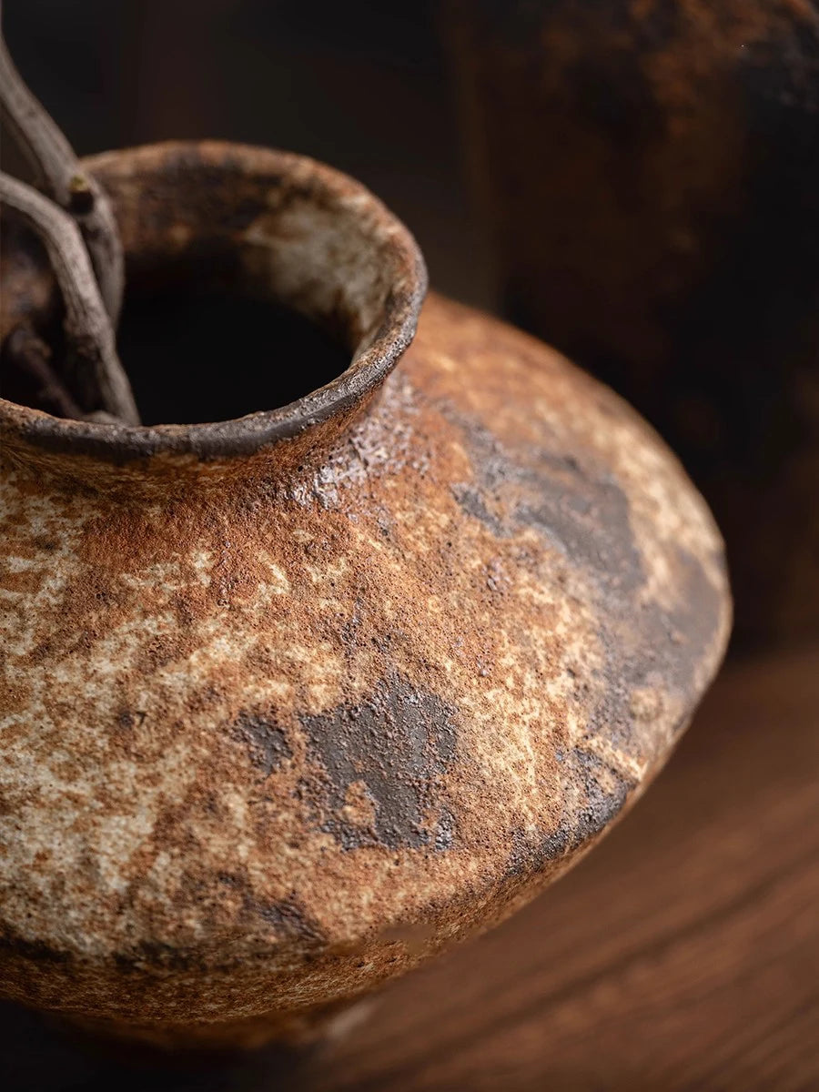 Jingdezhen Ceramic Vase Retro Style Nostalgic Pure Handmade B & B Hotel Tea Room Wabi Sandy Wind Zen Ornament Flower Ware