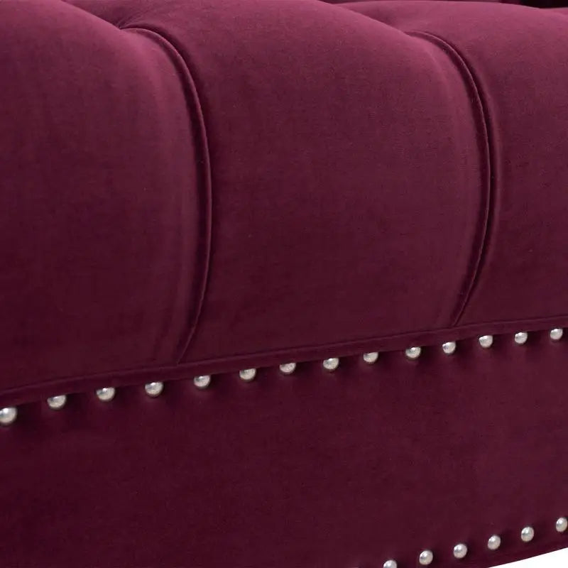 Victorian Chesterfield Tufted Sofa in Burgundy Velvet - S-Shaped Living Room Sofa