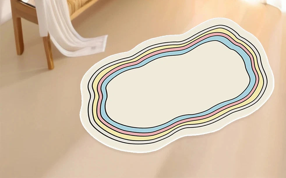 Minimalist Linear Rug - Modern Abstract Irregular Carpet