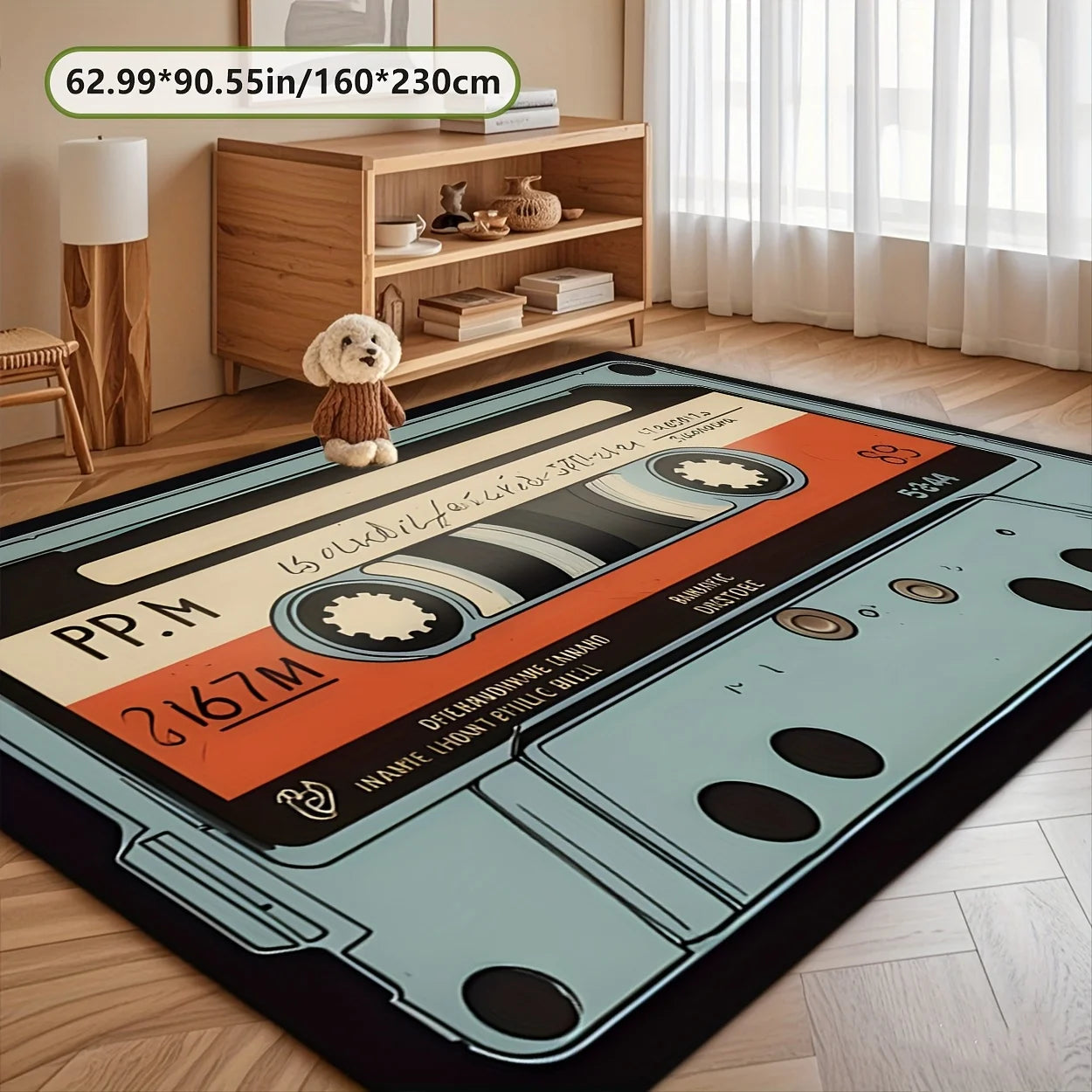 Retro Cassette Tape Area Rug - Non-Slip Machine Washable Floor Mat