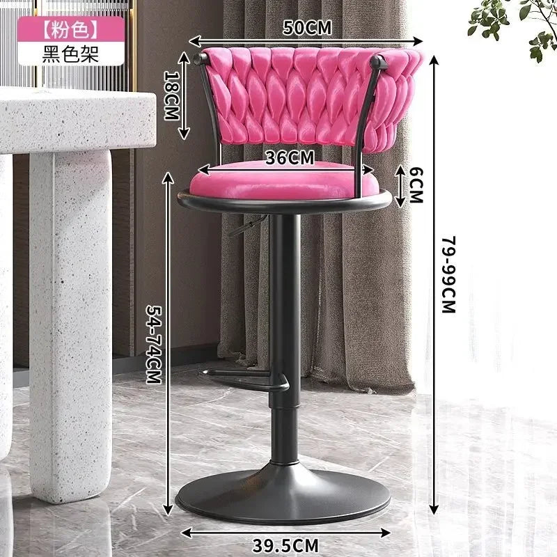 Black And Golds Bar Stool Beige High Kitchen Home Light Luxury Backrest Chair Iron Island Tabourets De Bar Dining Chairs Hocker