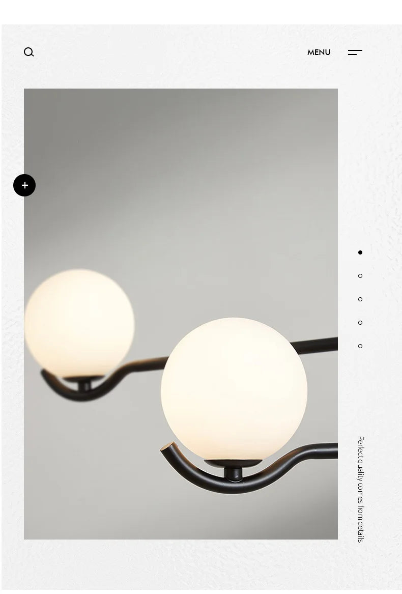 Chandelier: Modern Branching Globe Light in Black - 6 Lights
