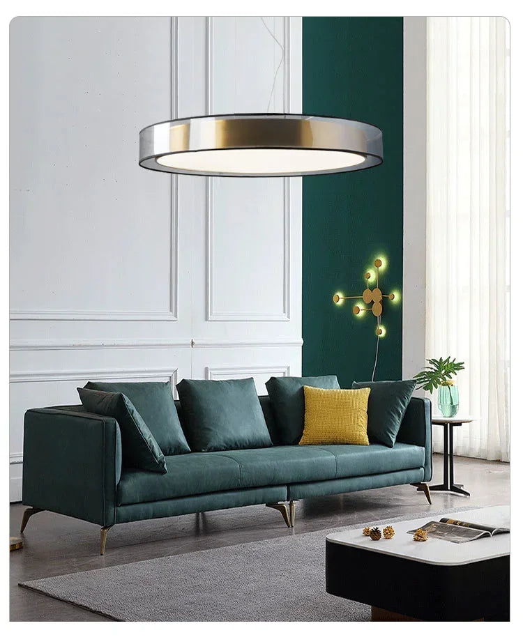 Pendant Light: Modern Circular Ring LED in Gold & White for Dining & Living Room