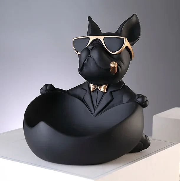 Cool Dog Figurine Storage Box - Resin Sculpture | Home Decor