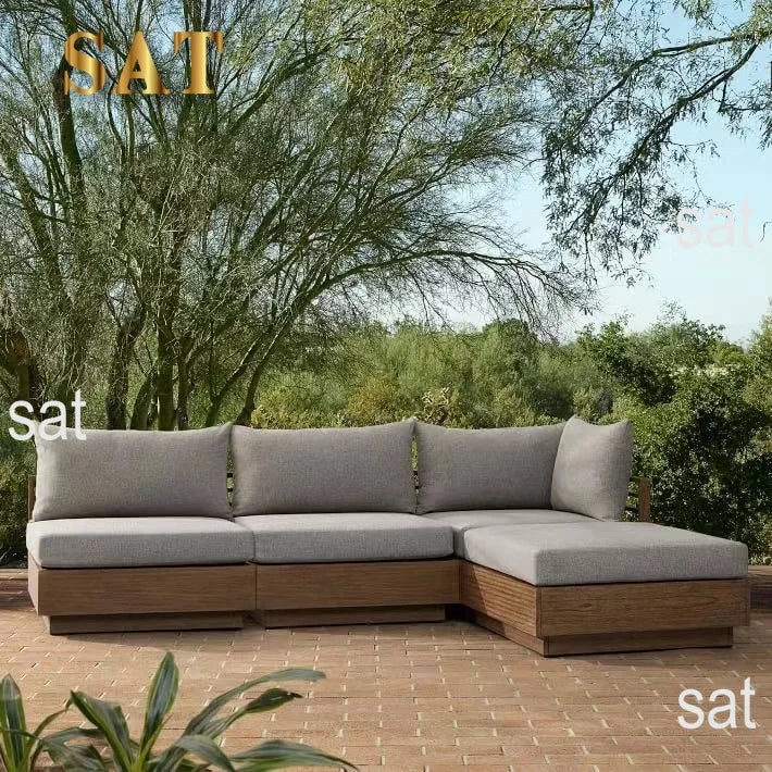 Modern Teak Wood Furniture With Cushions Sofa Set Living Room Patio Hotel Outdoor Sectional Garden Sofa natural wood furniture