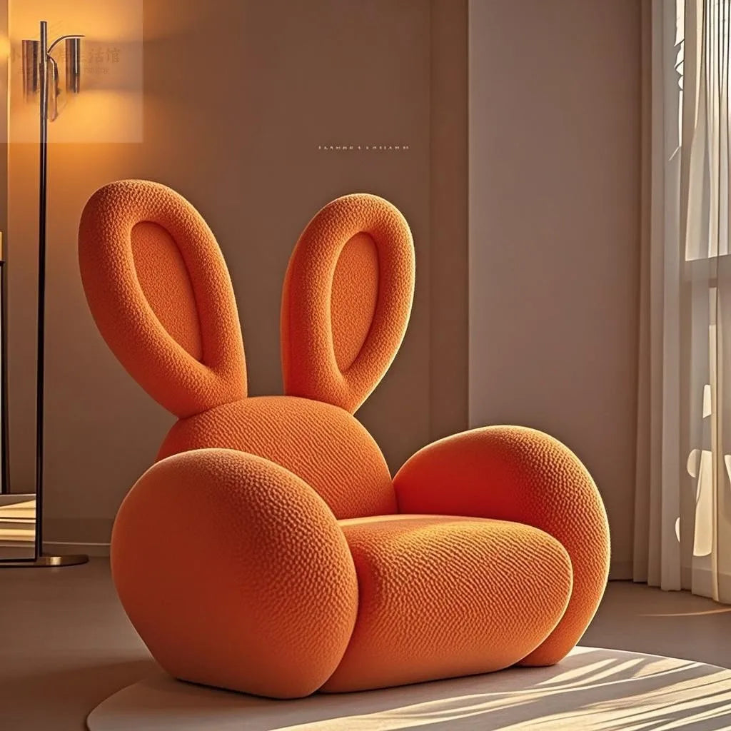 Cream Wind Creative Rabbit Fabric Sofas Living Room Single Sofa Furniture Couch Armchair White Pink Grey 1 Person Sofa luxury