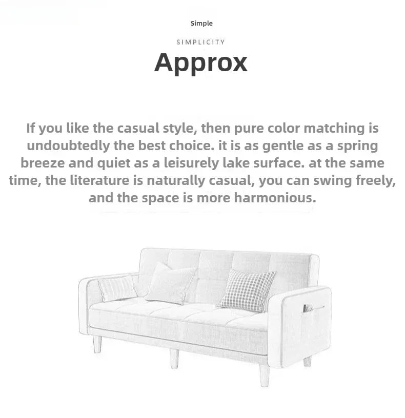 Sofa living room Small apartment rental room Folding sofa bed Single double bedroom Simple modern apartment Fabric sofa
