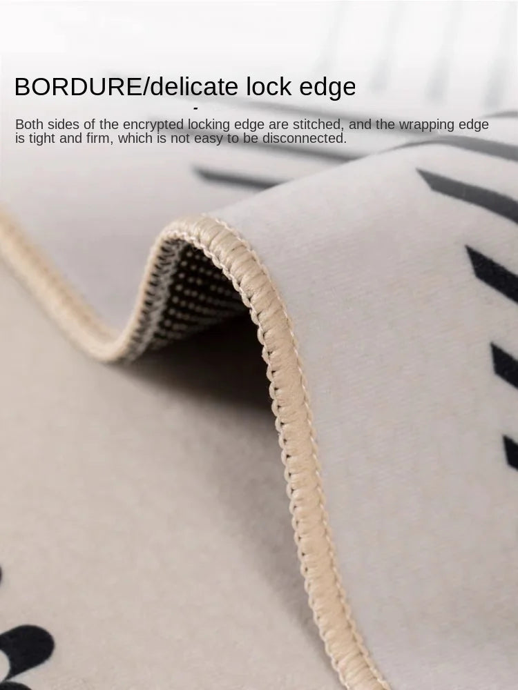 VIKAMA Living Room Rug Modern Simple Black Sofa Table Mat Light Luxury Bedroom Bed Blanket Home Crystal Velvet Large Area Mat