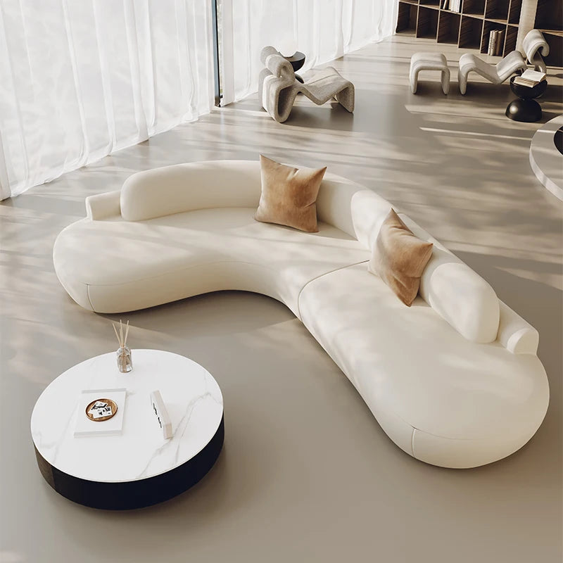 Curved Sectional Sofa - Organic Shape - Matte Velvet - Multiple Sizes