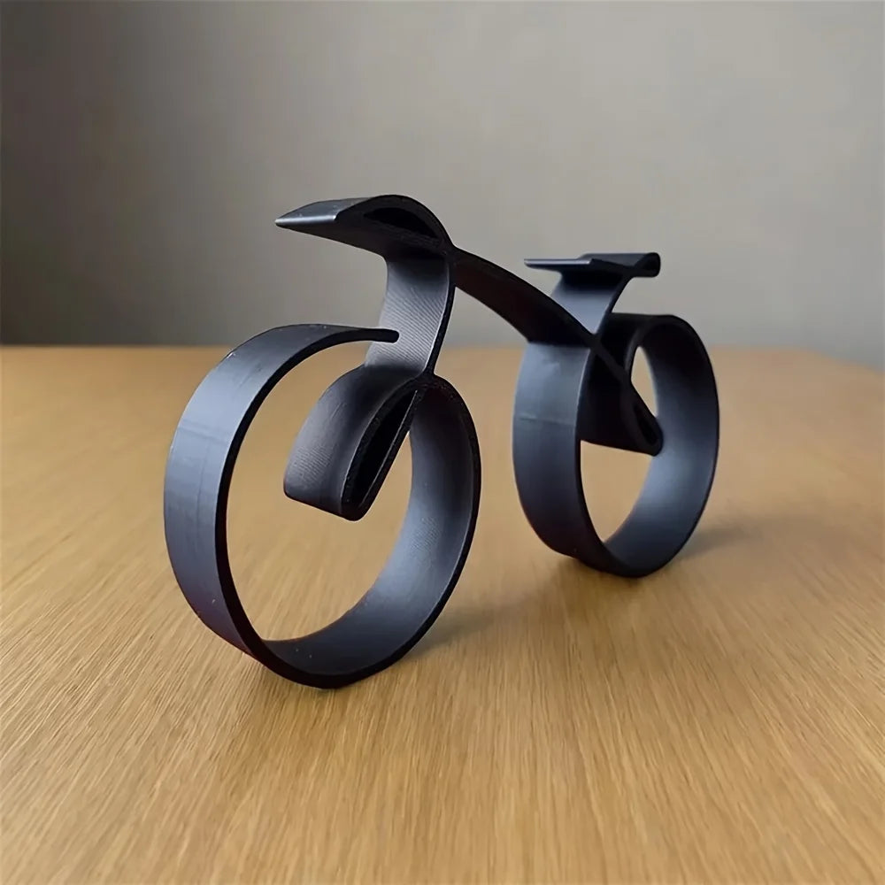 Modern Black Abstract Bicycle Sculpture - Chic Bike Decor Piece for Home & Office, Ideal for Living Room, Bedroom, Study