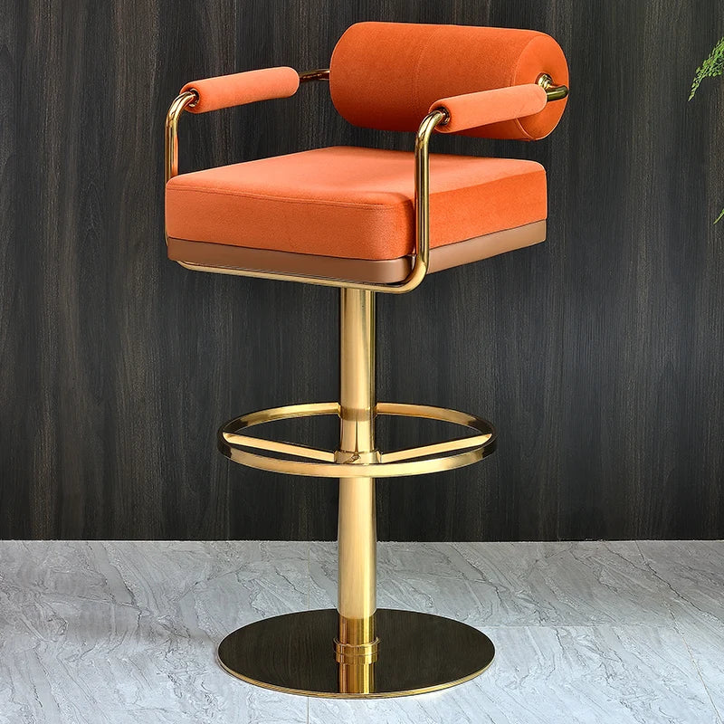 Modern Luxury Bar Stools with Backrest and Gold Base Counter Swivel Bar Stool Custmized Color